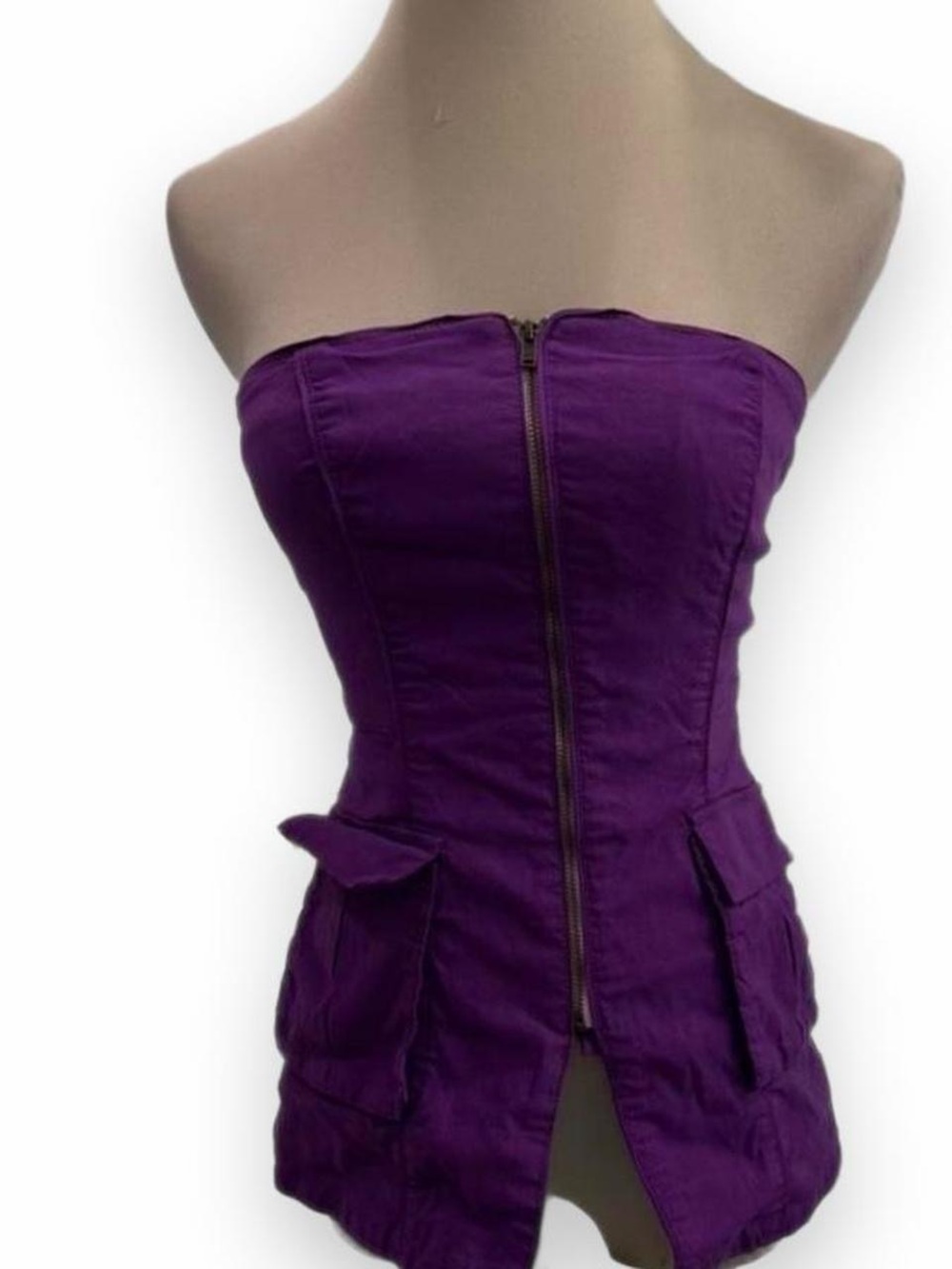 Anthropologie Purple Strapless Zip-Front Corset Top NWT